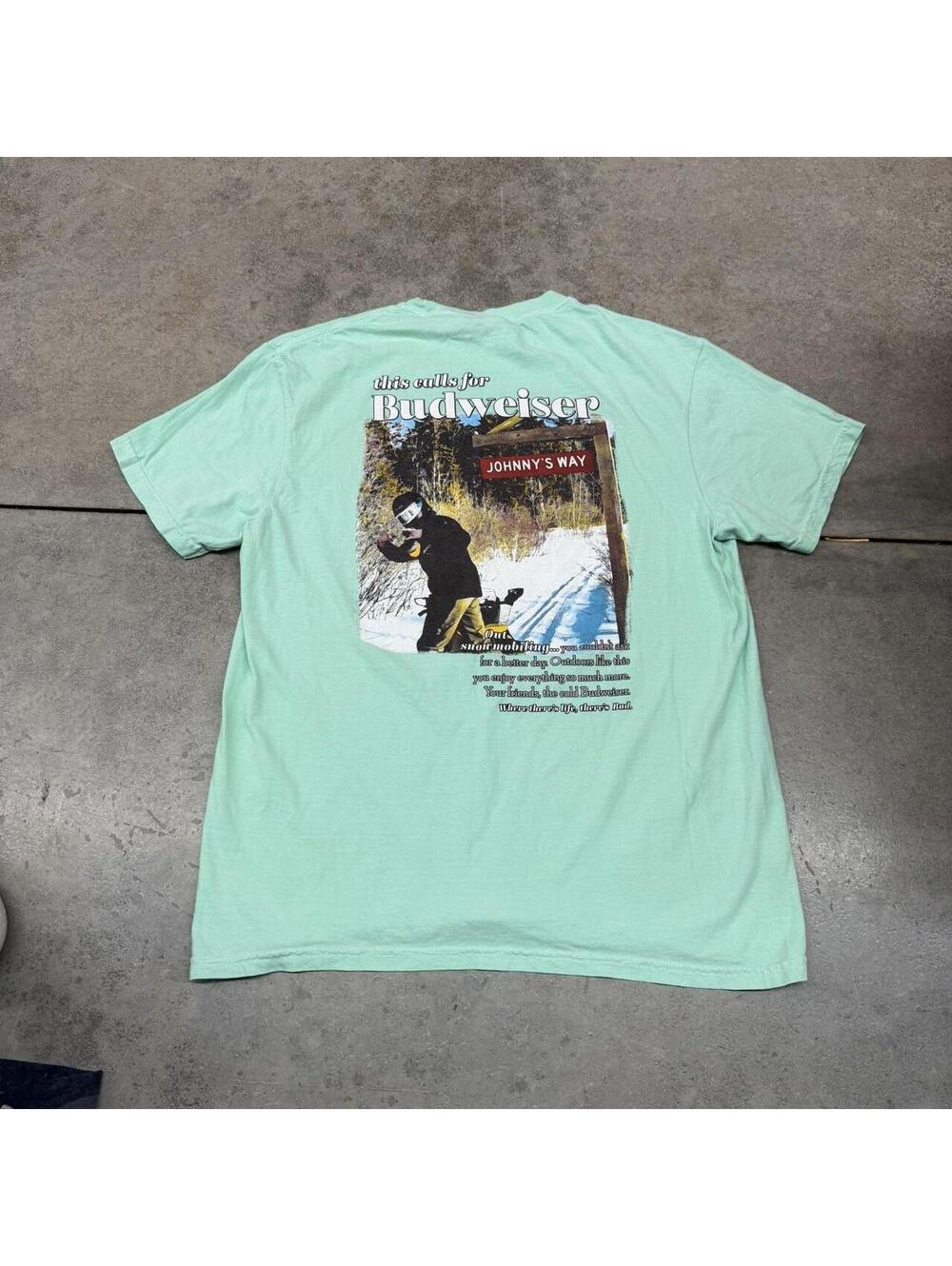 vintage this calls for budweiser alcohol green shirt size large